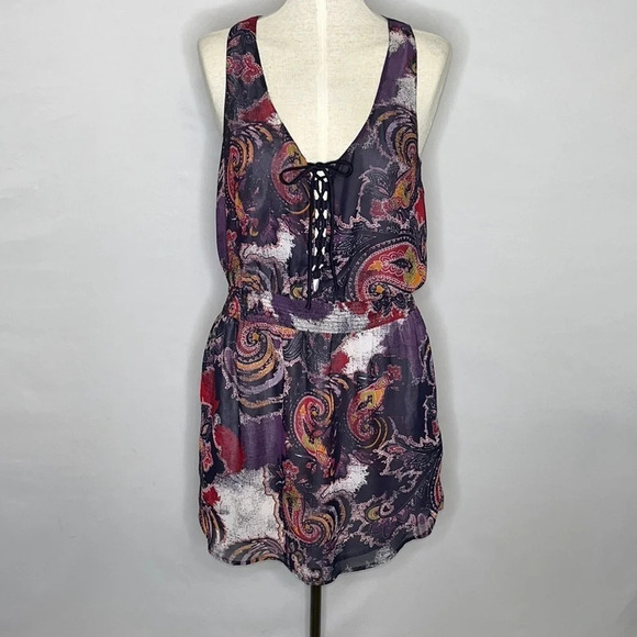 Free People Falling for Georgette Tank Style Lace Up Pocket Dress - Size Small - Picture 2 of 7